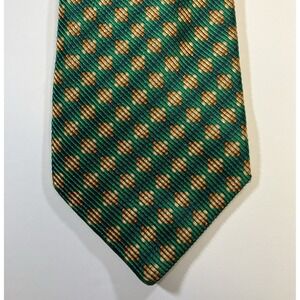 Canali Green Gold Textured Silk Cotton Tie Made in Italy 58.5" x 3.75"